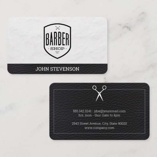 Classic | Barberwinkel | Lederbekleding Visitekaartje (Voorkant / Achterkant)