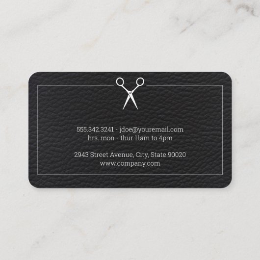 Classic | Barberwinkel | Lederbekleding Visitekaartje (Achterkant)