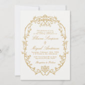 Classic  Barok Victoriaans Blauw bruiloft Inv Kaart (Voorkant)