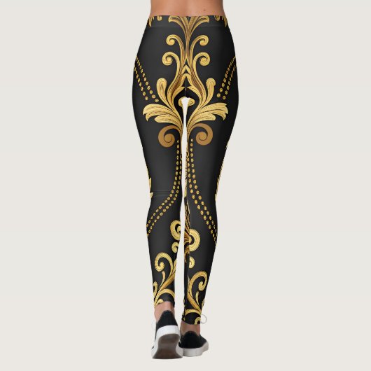 Classic Baroque Ornamental Gold Luxury Leggings (Achterkant)