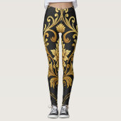 Classic Baroque Ornamental Gold  Luxury  Leggings (Voorkant)
