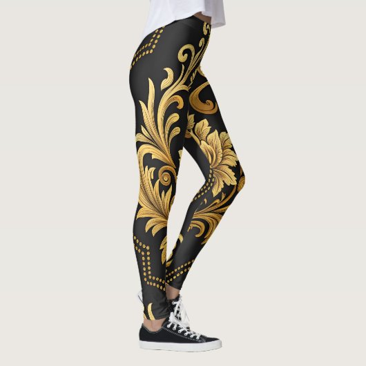 Classic Baroque Ornamental Gold  Luxury  Leggings (Rechts)