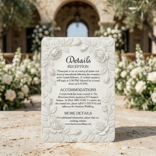 Classic Baroque Ornate Scrollwork Ivory Informatiekaartje