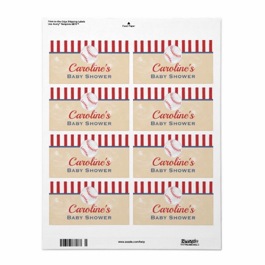 Classic Baseball Baby shower Favor Label (Full Sheet)