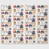 Classic Baseball Gear Watercolor Design Wrap Cadeaupapier (Vlak)