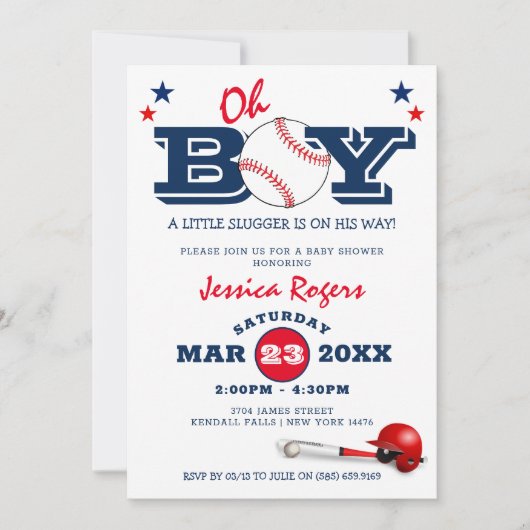 Classic Baseball Oh Boy Baby shower Kaart (Voorkant)