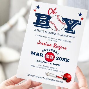 Classic Baseball Oh Boy Baby shower Kaart