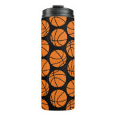 Classic Basketball Pattern on Black Thermosbeker (Voorkant)