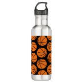 Classic Basketball Pattern on Black Waterfles (Voorkant)
