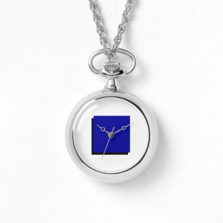 Classic Bauhaus Art Blue Square Ketting Horloge