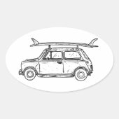 Classic Beach Mini Cooper Ovale Sticker (Voorkant)