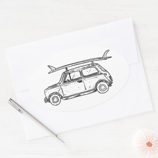 Classic Beach Mini Cooper Ovale Sticker (Envelop)