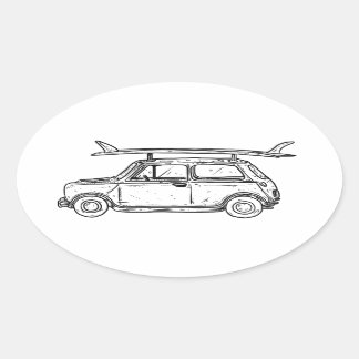 Classic Beach Mini Cooper Ovale Sticker