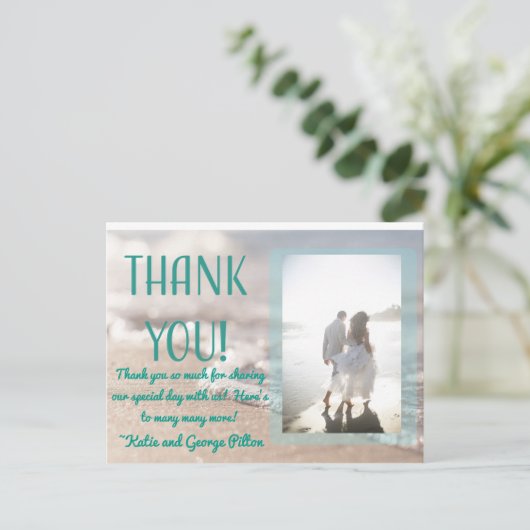 Classic Beach Wedding Dank u Briefkaart (Staand voorkant)