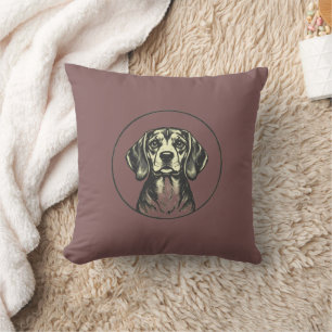 "Classic Beagle Dog Portrait - stijl Art P Kussen