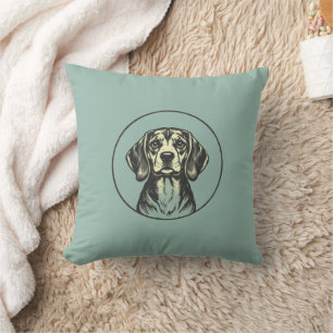 "Classic Beagle Dog Portrait - stijl Art P Kussen