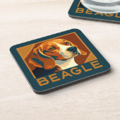 Classic Beagle Portret Retro Stijl Bier Onderzetter (Linkerzijde)