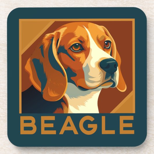 Classic Beagle Portret Retro Stijl Bier Onderzetter (Voorkant)