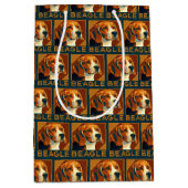 Classic Beagle Portret Retro Stijl Medium Cadeauzakje (Voorkant)