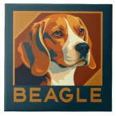 Classic Beagle Portret Retro Stijl Tegeltje (Voorkant)