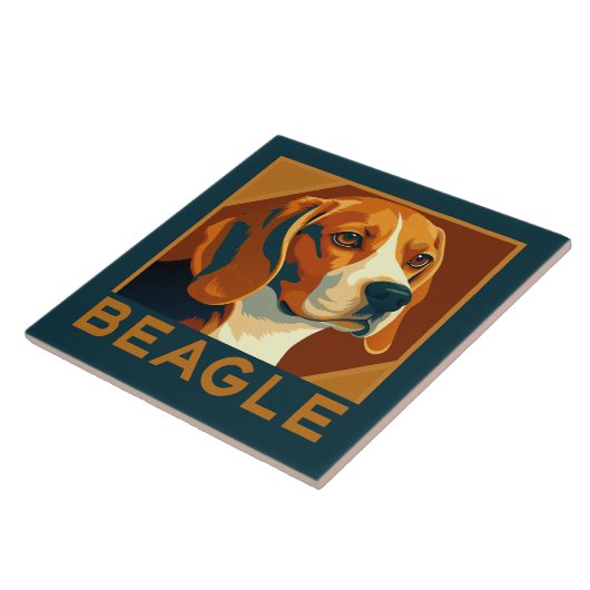 Classic Beagle Portret Retro Stijl Tegeltje (Zijkant)