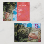 CLASSIC BEAUTY ANTIEK COLUMN MONOGRAM Blue Pink Visitekaartje (Voorkant / Achterkant)