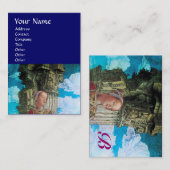 CLASSIC BEAUTY MONOGRAM antiek helder blauw Visitekaartje (Voorkant / Achterkant)