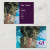 CLASSIC BEAUTY MONOGRAM antiek helderblauw paars Visitekaartje (Voorkant / Achterkant)