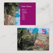 CLASSIC BEAUTY MONOGRAM antiek helderblauw paars Visitekaartje (Voorkant / Achterkant)