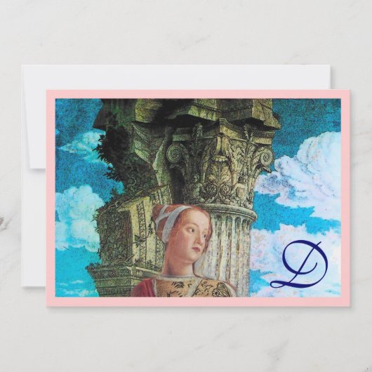 CLASSIC BEAUTY MONOGRAM helder antiek blauw roze Kaart (Voorkant)