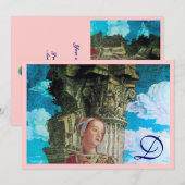 CLASSIC BEAUTY MONOGRAM helder antiek blauw roze Kaart (Voorkant / Achterkant)