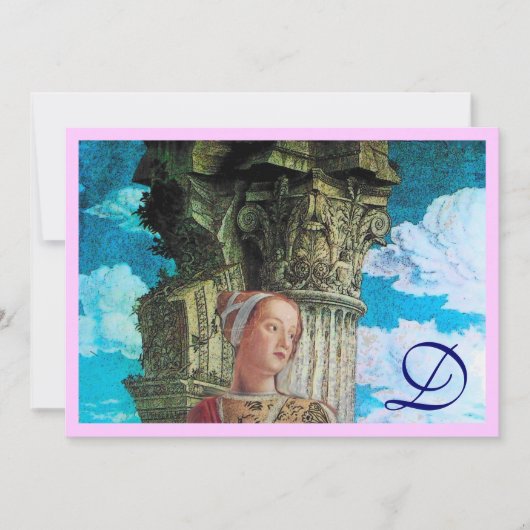 CLASSIC BEAUTY MONOGRAM helder antiek blauw roze Kaart (Voorkant)