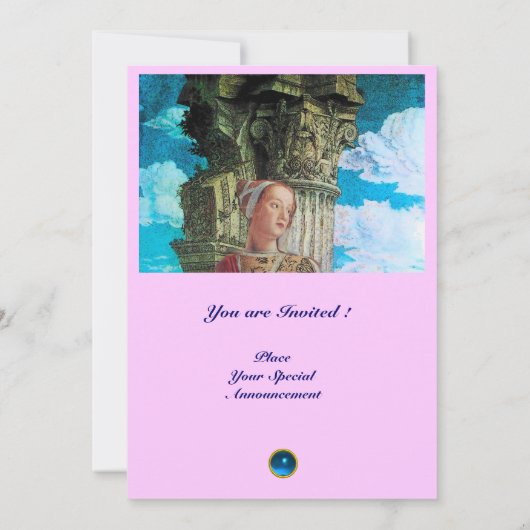 CLASSIC BEAUTY MONOGRAM helder antiek blauw roze Kaart (Achterkant)