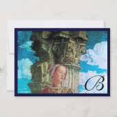 CLASSIC BEAUTY MONOGRAM, helder antiek blauw zwart Kaart (Voorkant)