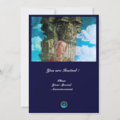 CLASSIC BEAUTY MONOGRAM, helder antiek blauw zwart Kaart (Achterkant)