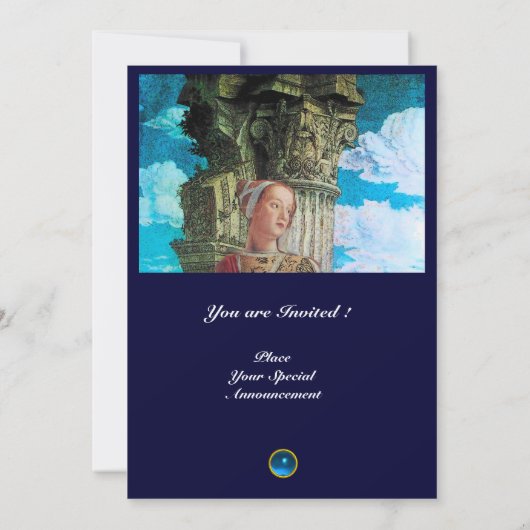 CLASSIC BEAUTY MONOGRAM, helder antiek blauw zwart Kaart (Achterkant)