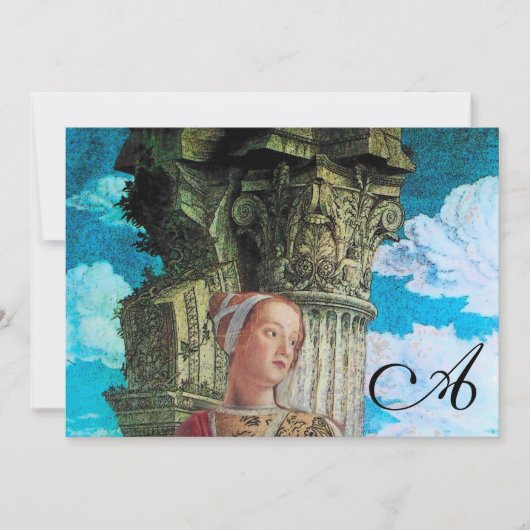 CLASSIC BEAUTY MONOGRAM, helder antiek blauw zwart Kaart (Voorkant)