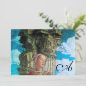 CLASSIC BEAUTY MONOGRAM, helder antiek blauw zwart Kaart (Staand voorkant)