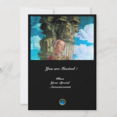 CLASSIC BEAUTY MONOGRAM, helder antiek blauw zwart Kaart (Achterkant)