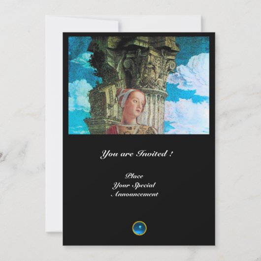 CLASSIC BEAUTY MONOGRAM, helder antiek blauw zwart Kaart (Achterkant)