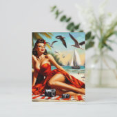 Classic  Beauty Pinup Briefkaart (Staand voorkant)