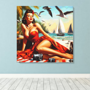 Classic Beauty Pinup Canvas Afdruk