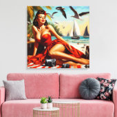 Classic  Beauty Pinup Canvas Afdruk (Insitu (Woonkamer))