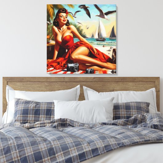 Classic  Beauty Pinup Canvas Afdruk (Insitu (Slaapkamer))