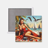 Classic  Beauty Pinup Magneet (Voorkant / Achterkant)