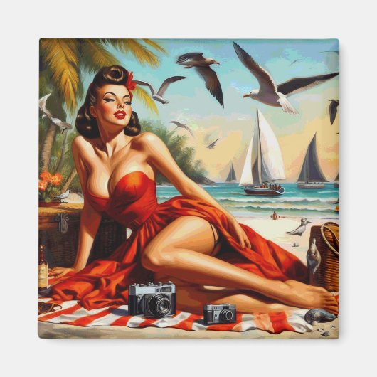 Classic  Beauty Pinup Magneet (Voorkant)