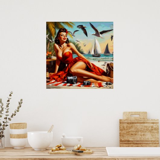 Classic  Beauty Pinup Poster (Keuken)