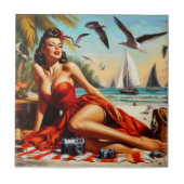 Classic Beauty Pinup Tegeltje (Voorkant)