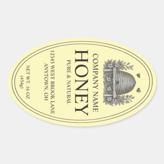 Classic Bee Hive Honing Product Label Sticker (Voorkant)