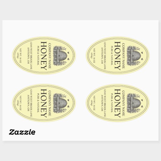 Classic Bee Hive Honing Product Label Sticker (Vel)